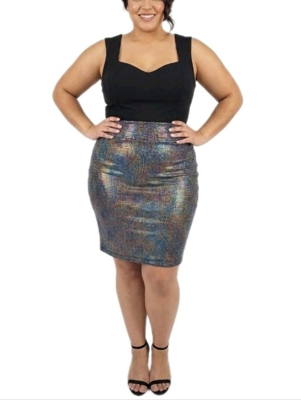 LuLaRoe Cassie Iridescent Metallic Stretchy Pencil Skirt Women's Size 2XL
